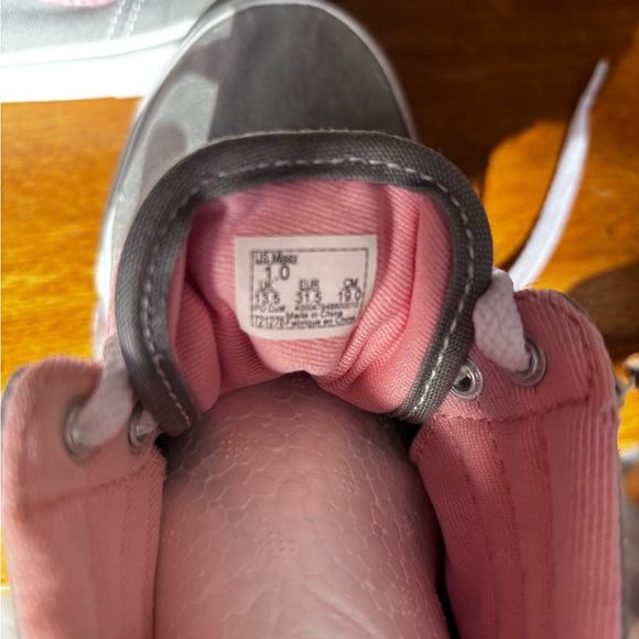 Girls Vans High Top shoes sneakers sz 1 Barbie core Pink Grey - Picture 5 of 7